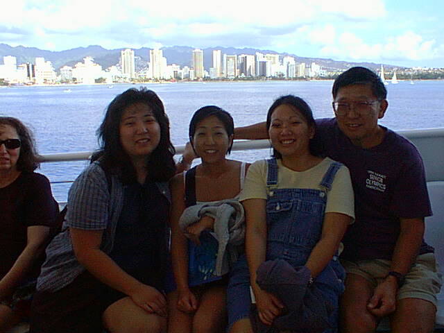 Family on boat to submarine