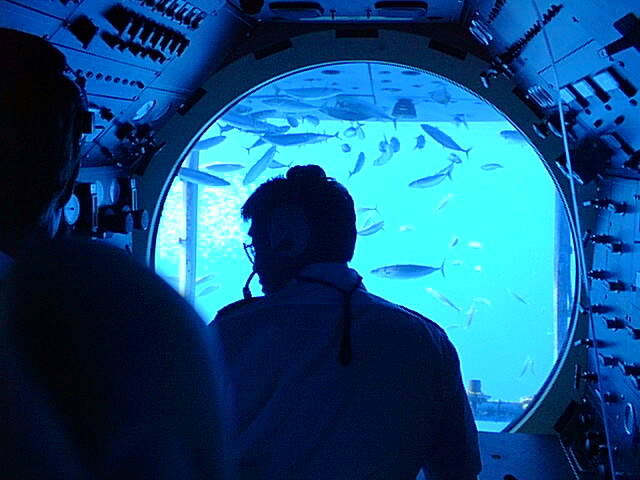 Pilot's window aboard submarine