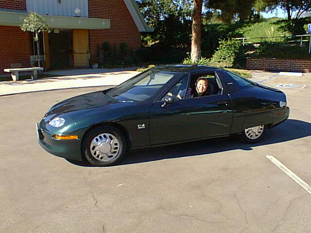 Cheryl in EV1 outside church