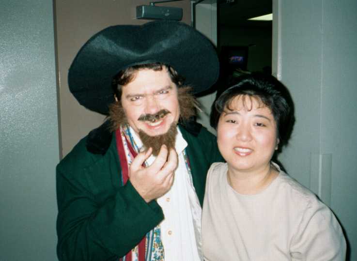 Backstage, in costume for "Oliver!"