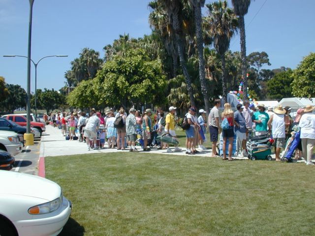 Line outside entrance