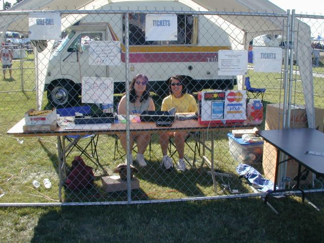 Cheryl and Lily in ticket booth