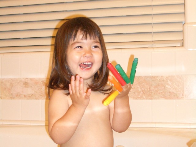 Crayon fingers!