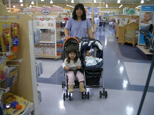 Test-driving double stroller